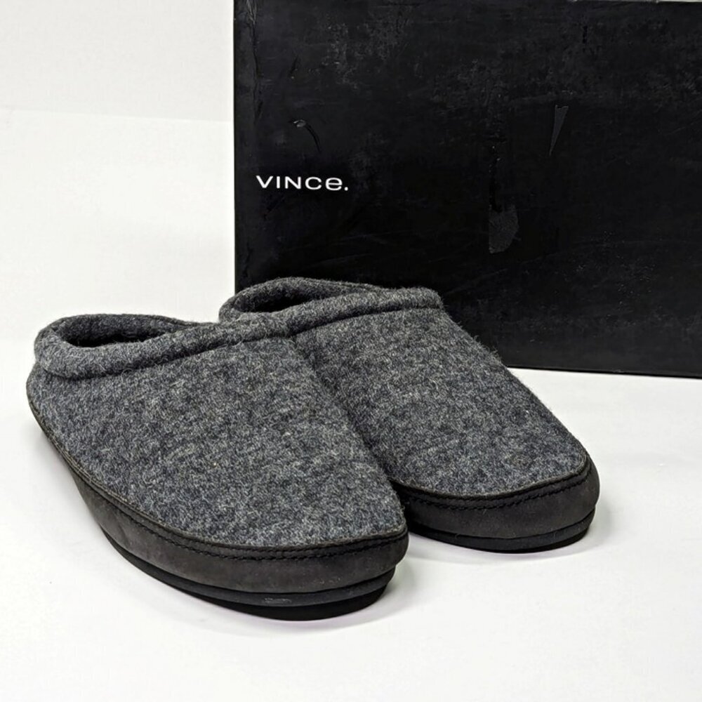 Vince Men's Howell Shearling-Lined Slippers Charcoal Gray Size 9 (MSRP $150)
